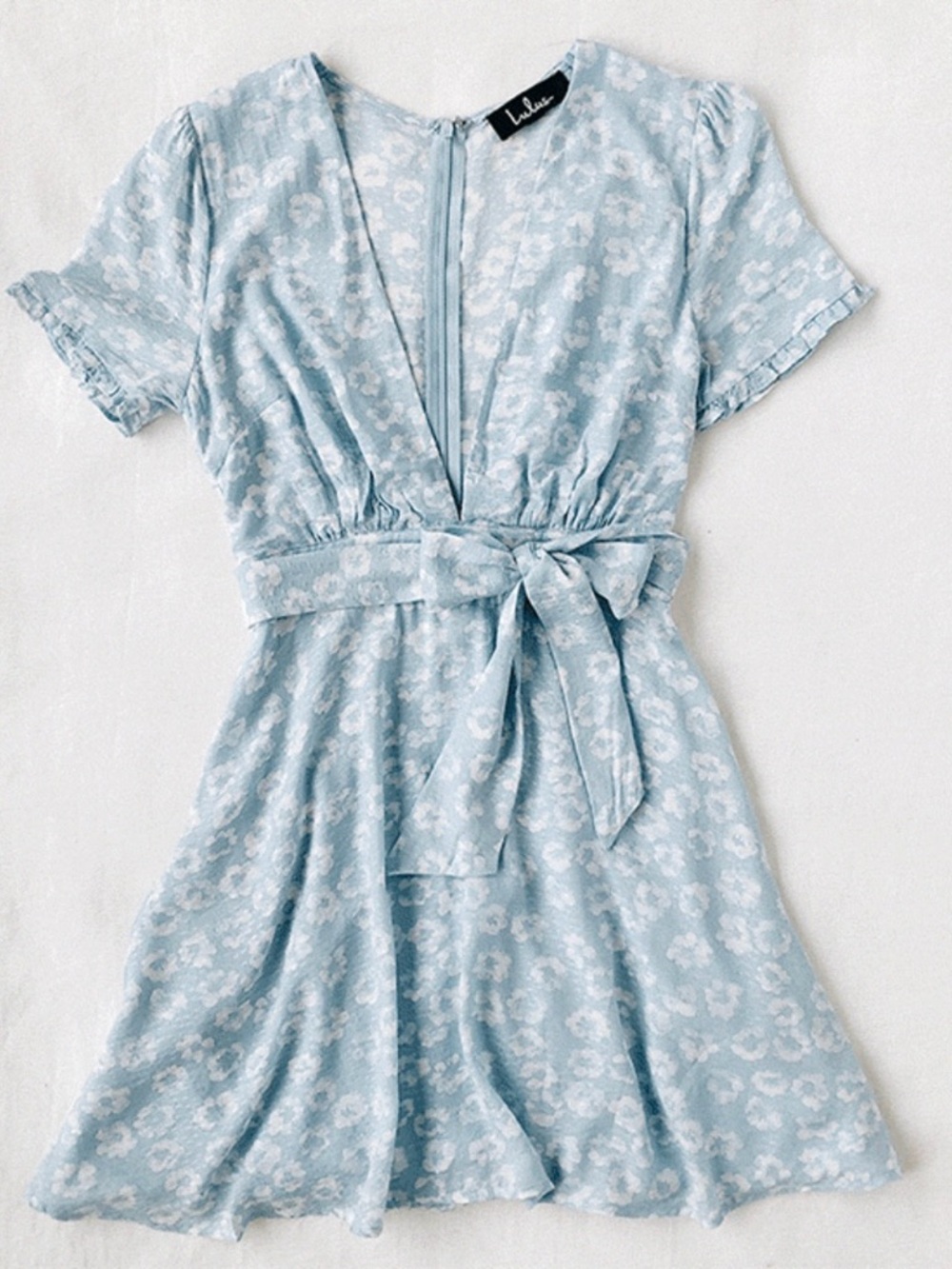 Lulu's Pale Blue Floral Tie-Waist Chemise